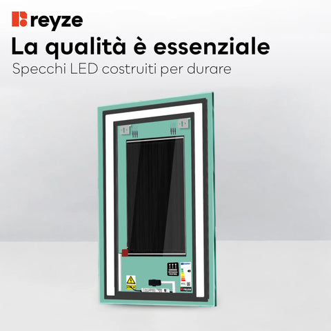 Specchio LED Verticale | Pulsanti touch | Funzione anti-appannamento | Luce bianca neutra - Reyze Serie Salono Modello 6