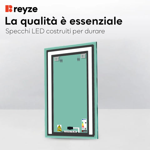 Specchio LED Verticale | Pulsante touch | Luce bianca neutra - Reyze Serie Salono Modello 6