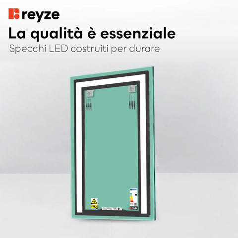 Specchio LED Verticale | Controllo tramite interruttore a muro | Luce bianca fredda - Reyze Serie Salono Modello 6