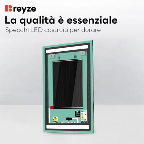 Specchio LED Verticale | Pulsanti touch | Funzione anti-appannamento | Luce bianca fredda - Reyze Serie Salono Modello 7