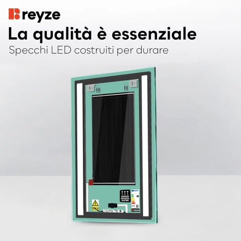 Specchio LED Verticale | Pulsanti touch | Funzione anti-appannamento | Temperatura di colore regolabile - Reyze Serie Salono Modello 8