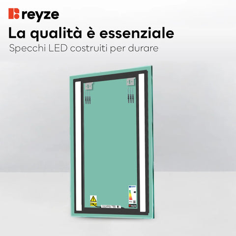 Specchio LED Verticale | Controllo tramite interruttore a muro | Luce bianca fredda - Reyze Serie Salono Modello 8
