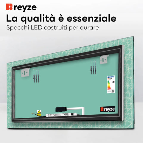 Specchio LED Rettangolare | Pulsante touch | Luce bianca calda - Reyze Serie Simetria Modello 1