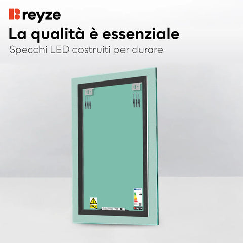 Specchio LED Verticale | Controllo tramite interruttore a muro | Luce bianca fredda - Reyze Serie Simetria Modello 4
