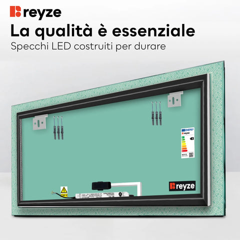 Specchio LED Rettangolare | Pulsante touch | Luce bianca neutra - Reyze Serie Simetria Modello 5