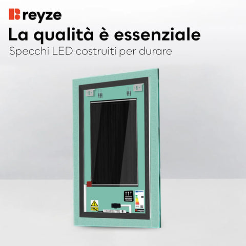 Specchio LED Verticale | Pulsanti touch | Funzione anti-appannamento | Temperatura di colore regolabile - Reyze Serie Simetria Modello 6