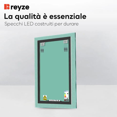 Specchio LED Verticale | Controllo tramite interruttore a muro | Luce bianca neutra - Reyze Serie Simetria Modello 6