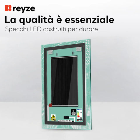 Specchio LED Verticale | Pulsanti touch | Funzione anti-appannamento | Luce bianca neutra - Reyze Serie Simetria Modello 8