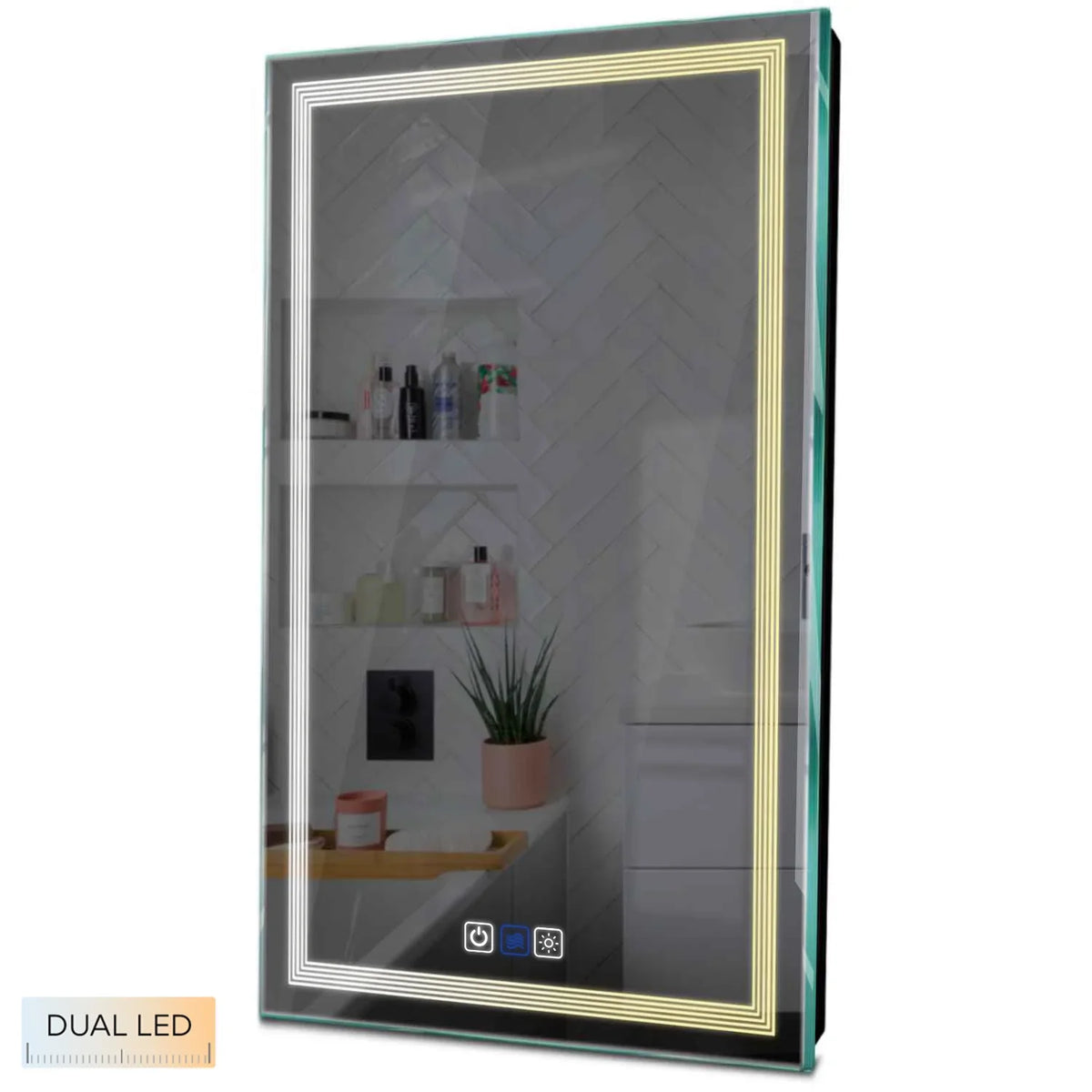 Specchio LED Verticale | Pulsanti touch | Funzione anti-appannamento | Temperatura di colore regolabile - Reyze Serie Minimal Modello 1