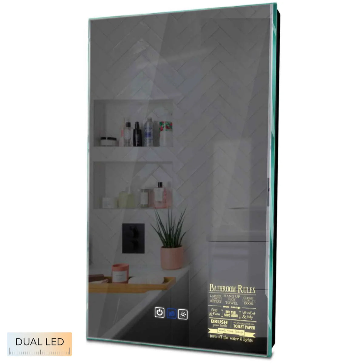 Specchio LED Verticale | Pulsanti touch | Funzione anti-appannamento | Temperatura di colore regolabile - Reyze Serie Motivated Modello 5