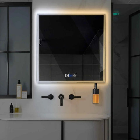Specchio LED Quadrato | Pulsanti touch | Funzione anti-appannamento | Temperatura di colore regolabile - Reyze Serie Edge Modello 1