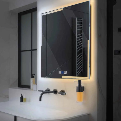 Specchio LED Quadrato | Pulsanti touch | Funzione anti-appannamento | Temperatura di colore regolabile - Reyze Serie Edge Modello 2