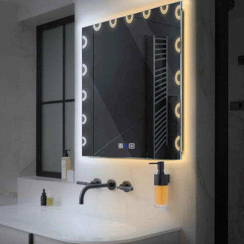 Specchio LED Quadrato | Pulsanti touch | Funzione anti-appannamento | Temperatura di colore regolabile - Reyze Serie Edge Modello 4