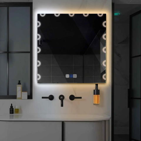 Specchio LED Quadrato | Pulsanti touch | Funzione anti-appannamento | Temperatura di colore regolabile - Reyze Serie Edge Modello 4