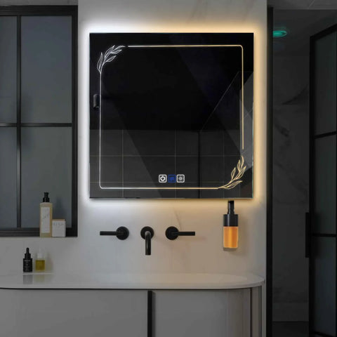 Specchio LED Quadrato | Pulsanti touch | Funzione anti-appannamento | Temperatura di colore regolabile - Reyze Serie Good Vibes Modello 1