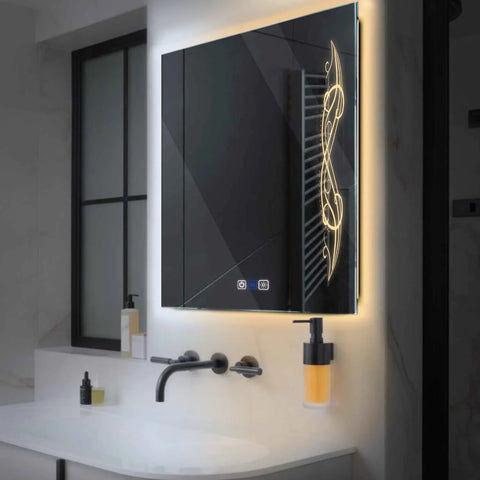 Specchio LED Quadrato | Pulsanti touch | Funzione anti-appannamento | Temperatura di colore regolabile - Reyze Serie Good Vibes Modello 6
