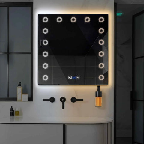 Specchio LED Quadrato | Pulsanti touch | Funzione anti-appannamento | Temperatura di colore regolabile - Reyze Serie Minimal Modello 4