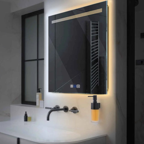 Specchio LED Quadrato | Pulsanti touch | Funzione anti-appannamento | Temperatura di colore regolabile - Reyze Serie Minimal Modello 5