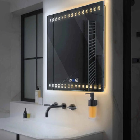 Specchio LED Quadrato | Pulsanti touch | Funzione anti-appannamento | Temperatura di colore regolabile - Reyze Serie Minimal Modello 6