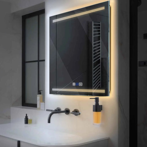 Specchio LED Quadrato | Pulsanti touch | Funzione anti-appannamento | Temperatura di colore regolabile - Reyze Serie Minimal Modello 8