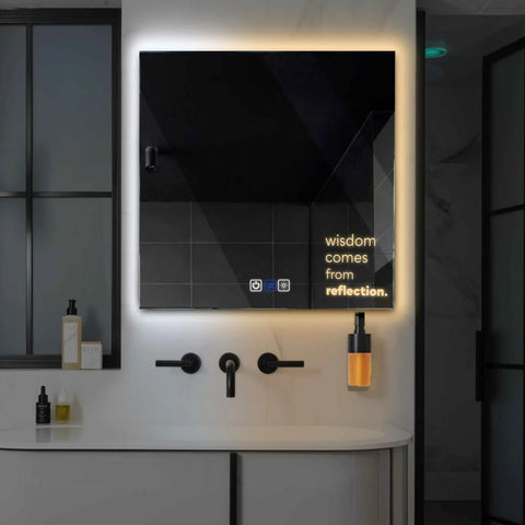 Specchio LED Quadrato | Pulsanti touch | Funzione anti-appannamento | Temperatura di colore regolabile - Reyze Serie Motivated Modello 1