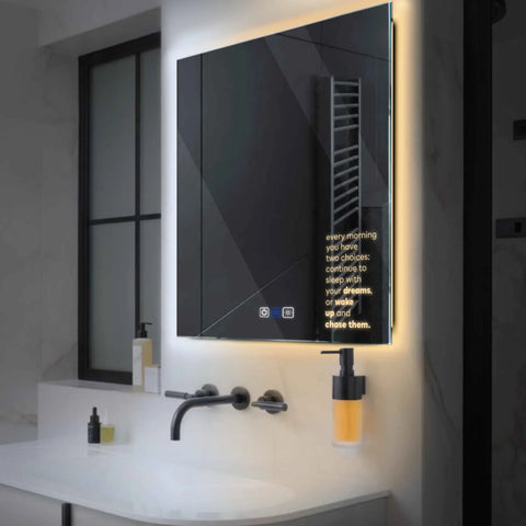 Specchio LED Quadrato | Pulsanti touch | Funzione anti-appannamento | Temperatura di colore regolabile - Reyze Serie Motivated Modello 2