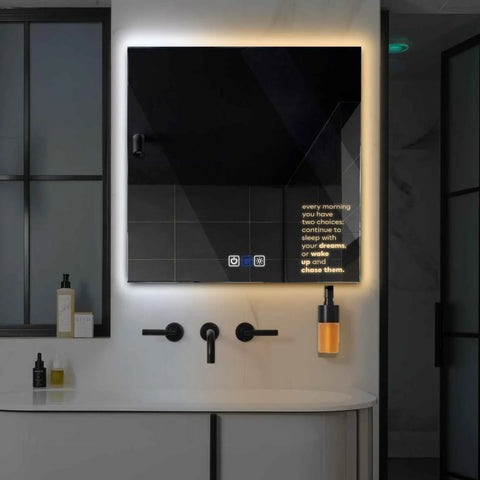 Specchio LED Quadrato | Pulsanti touch | Funzione anti-appannamento | Temperatura di colore regolabile - Reyze Serie Motivated Modello 2