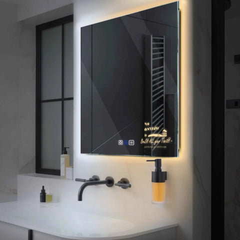 Specchio LED Quadrato | Pulsanti touch | Funzione anti-appannamento | Temperatura di colore regolabile - Reyze Serie Motivated Modello 3