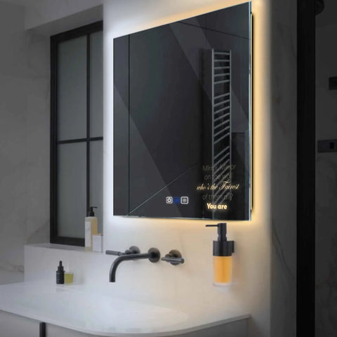 Specchio LED Quadrato | Pulsanti touch | Funzione anti-appannamento | Temperatura di colore regolabile - Reyze Serie Motivated Modello 4