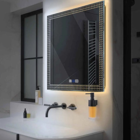 Specchio LED Quadrato | Pulsanti touch | Funzione anti-appannamento | Temperatura di colore regolabile - Reyze Serie Official Modello 3