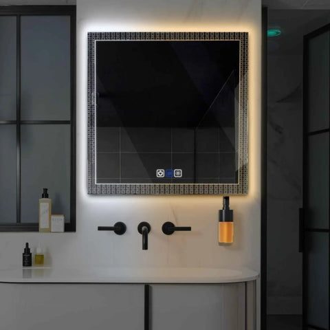 Specchio LED Quadrato | Pulsanti touch | Funzione anti-appannamento | Temperatura di colore regolabile - Reyze Serie Official Modello 5