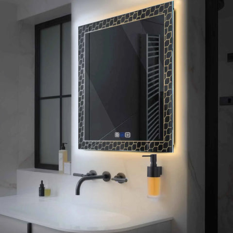 Specchio LED Quadrato | Pulsanti touch | Funzione anti-appannamento | Temperatura di colore regolabile - Reyze Serie Official Modello 7