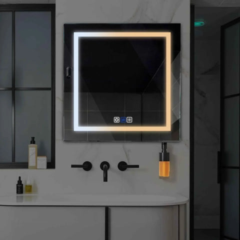 Specchio LED Quadrato | Pulsanti touch | Funzione anti-appannamento | Temperatura di colore regolabile - Reyze Serie Salono Modello 1
