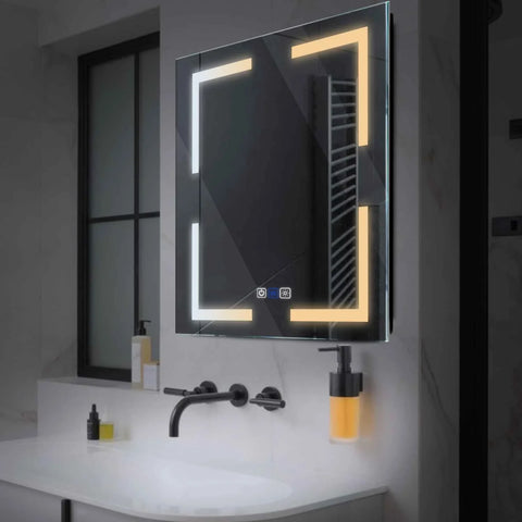 Specchio LED Quadrato | Pulsanti touch | Funzione anti-appannamento | Temperatura di colore regolabile - Reyze Serie Salono Modello 2