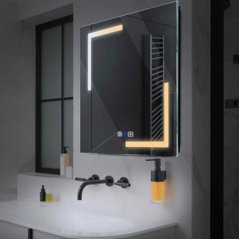 Specchio LED Quadrato | Pulsanti touch | Funzione anti-appannamento | Temperatura di colore regolabile - Reyze Serie Salono Modello 3