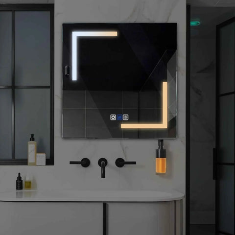 Specchio LED Quadrato | Pulsanti touch | Funzione anti-appannamento | Temperatura di colore regolabile - Reyze Serie Salono Modello 3