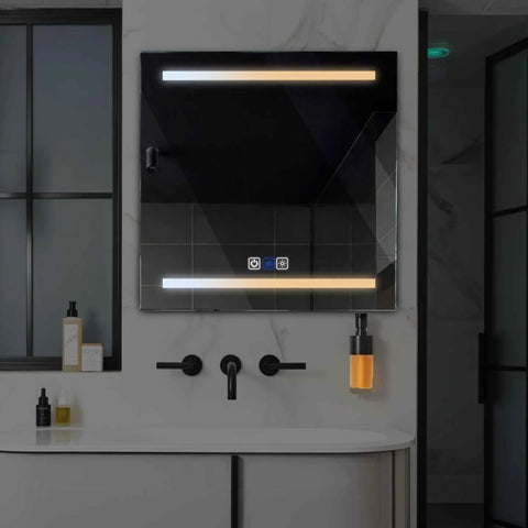 Specchio LED Quadrato | Pulsanti touch | Funzione anti-appannamento | Temperatura di colore regolabile - Reyze Serie Salono Modello 4