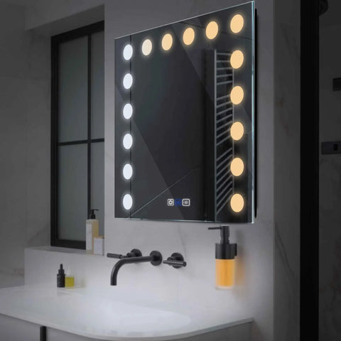 Specchio LED Quadrato | Pulsanti touch | Funzione anti-appannamento | Temperatura di colore regolabile - Reyze Serie Salono Modello 6