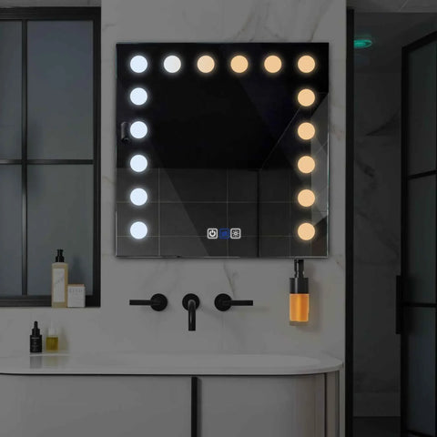 Specchio LED Quadrato | Pulsanti touch | Funzione anti-appannamento | Temperatura di colore regolabile - Reyze Serie Salono Modello 6