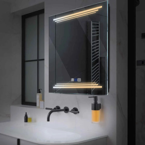 Specchio LED Quadrato | Pulsanti touch | Funzione anti-appannamento | Temperatura di colore regolabile - Reyze Serie Salono Modello 7