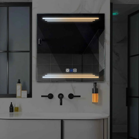 Specchio LED Quadrato | Pulsanti touch | Funzione anti-appannamento | Temperatura di colore regolabile - Reyze Serie Salono Modello 7