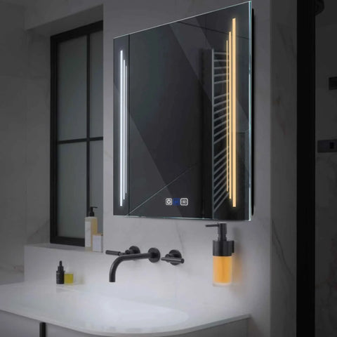 Specchio LED Quadrato | Pulsanti touch | Funzione anti-appannamento | Temperatura di colore regolabile - Reyze Serie Salono Modello 8