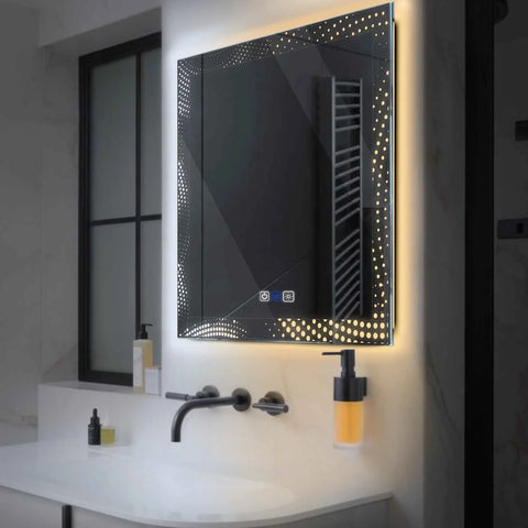 Specchio LED Quadrato | Pulsanti touch | Funzione anti-appannamento | Temperatura di colore regolabile - Reyze Serie Simetria Modello 8