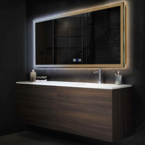Specchio LED Rettangolare | Pulsanti touch | Funzione anti-appannamento | Temperatura di colore regolabile - Reyze Serie Edge Modello 1