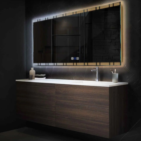 Specchio LED Rettangolare | Pulsanti touch | Funzione anti-appannamento | Temperatura di colore regolabile - Reyze Serie Edge Modello 3