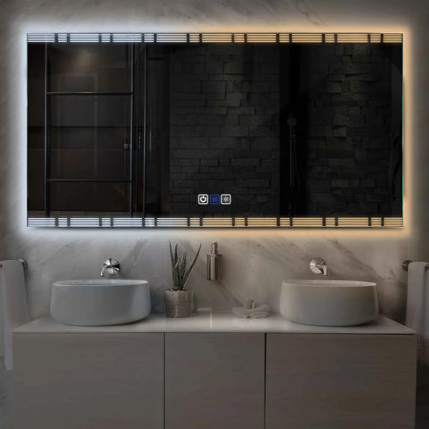 Specchio LED Rettangolare | Pulsanti touch | Funzione anti-appannamento | Temperatura di colore regolabile - Reyze Serie Edge Modello 3