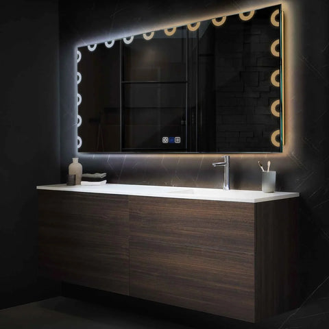Specchio LED Rettangolare | Pulsanti touch | Funzione anti-appannamento | Temperatura di colore regolabile - Reyze Serie Edge Modello 4