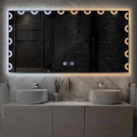 Specchio LED Rettangolare | Pulsanti touch | Funzione anti-appannamento | Temperatura di colore regolabile - Reyze Serie Edge Modello 4