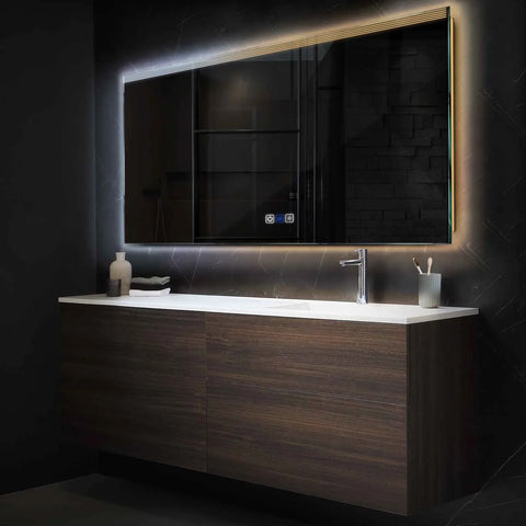 Specchio LED Rettangolare | Pulsanti touch | Funzione anti-appannamento | Temperatura di colore regolabile - Reyze Serie Edge Modello 5