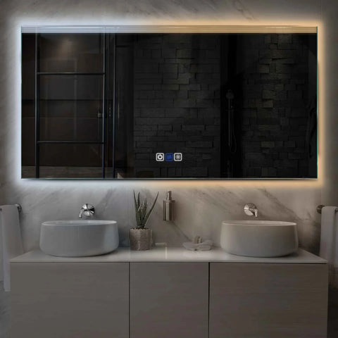 Specchio LED Rettangolare | Pulsanti touch | Funzione anti-appannamento | Temperatura di colore regolabile - Reyze Serie Edge Modello 5